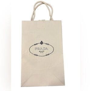 PRADA Milano White Paper Embossed Gift Shopping Bag AUTHENTIC 6” x 10”